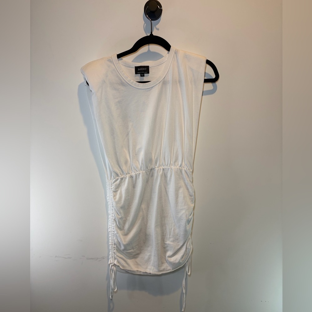 Bardot White Sleeveless Ruched Side Tie Tunic